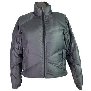 Columbia Down Jacket Women XL Gray Titanium Interchange Pockets Zip Puffer Coat